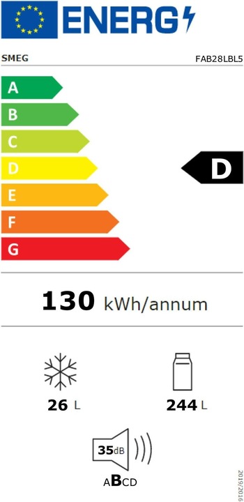Label énergétique Smeg FAB28LBL5 (270 l)