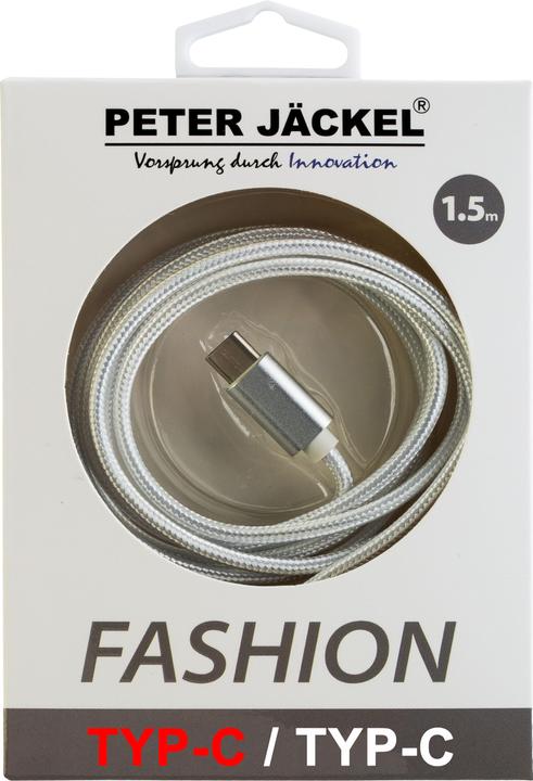 Actual product image Peter Jäckel FASHION 1.5m Data Cable White Type-C/ Type-C with sync and charge function (1.50 m, USB 3.2 Gen 1)