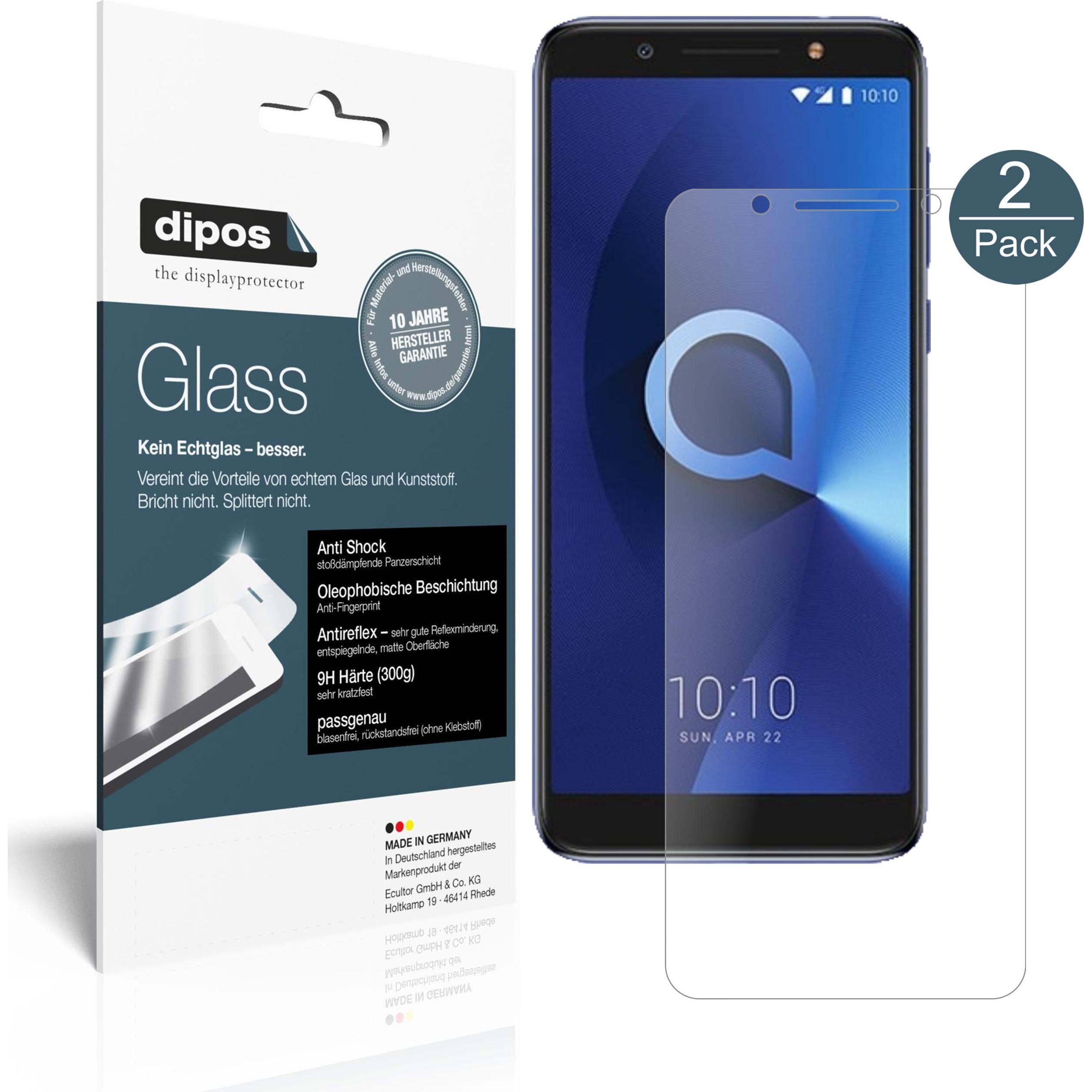 Dipos Displayschutz Anti-Shock (2 Stück, Alcatel 3x), Smartphone Schutzfolie, Transparent