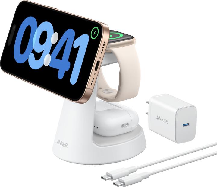 Actual product image Anker MagGo 3-in-1 Charging Station wireless white (40 W)