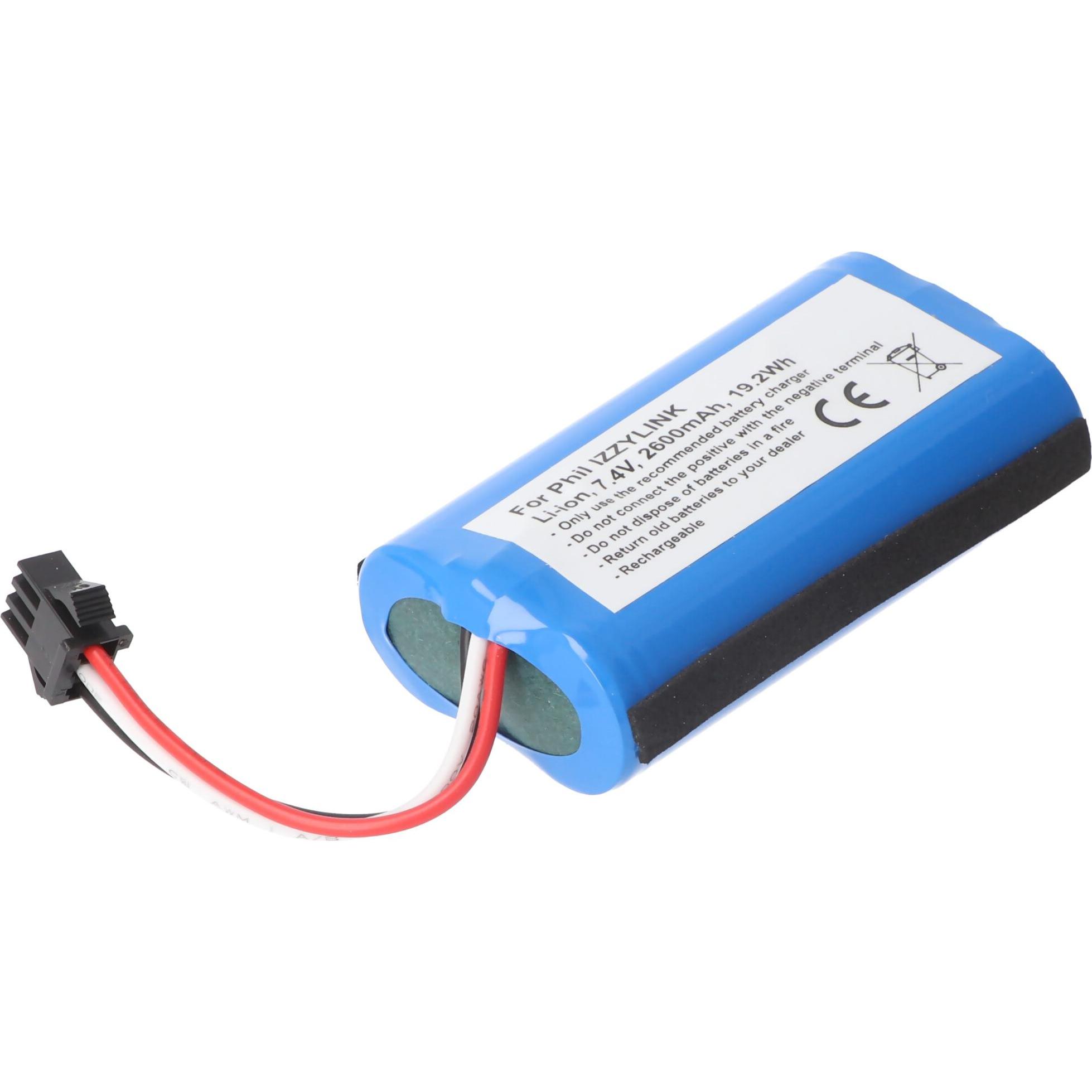 XCell Akku passend für Philips IZZYLINK, Li-Ion, 7,4V, 2600mAh, 19,2Wh (Ersatzfernbedienung), Audio Zubehör, Blau