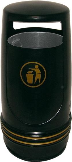 ReinigungsBerater Mülleimer Merlin für Aussenbereich Schwarz 90 L UV-beständig mit Metallinneneimer (90 l)