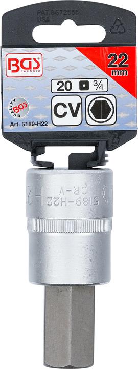 Actual product image BGS Bit Socket 20 mm (3/4") Drive internal Hexagon 22 mm (Allen screw)