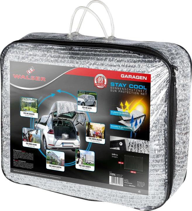 Walser Rete di protezione solare Stay Cool, paralume per auto con protezione UV argento 4x6m