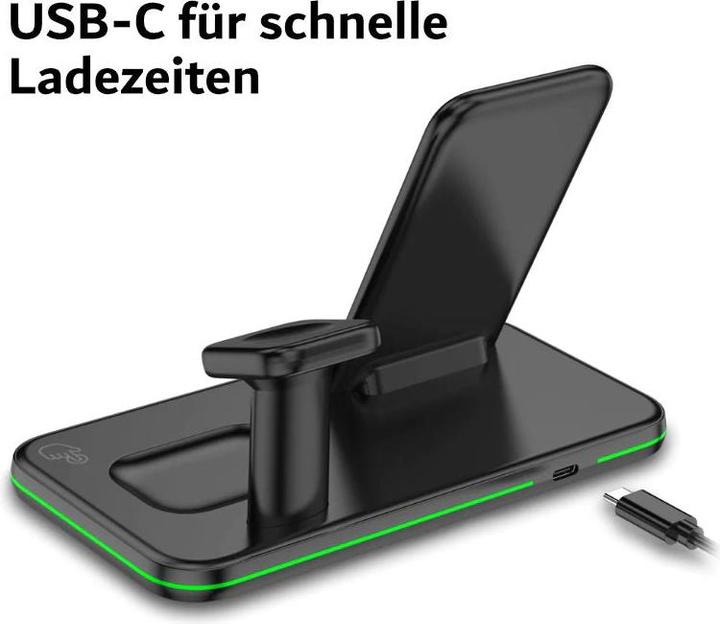 Immagine prodotto Hermex Stazione di ricarica 3 in 1 per smartphone Smartwatch Cuffie Docking Station (15 W)