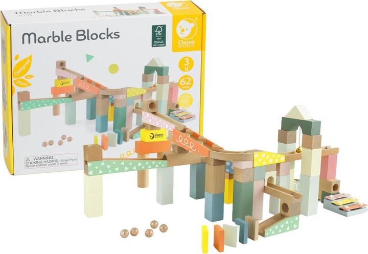 Produktbild Classic World Murmelbahn-Bauset aus Holz, 62-teilig.