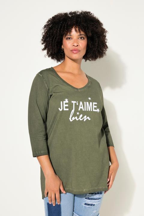 Image du produit Angel of Style T-shirt à délavage cold dyed et imprimé à message. Col et manches longues (50)