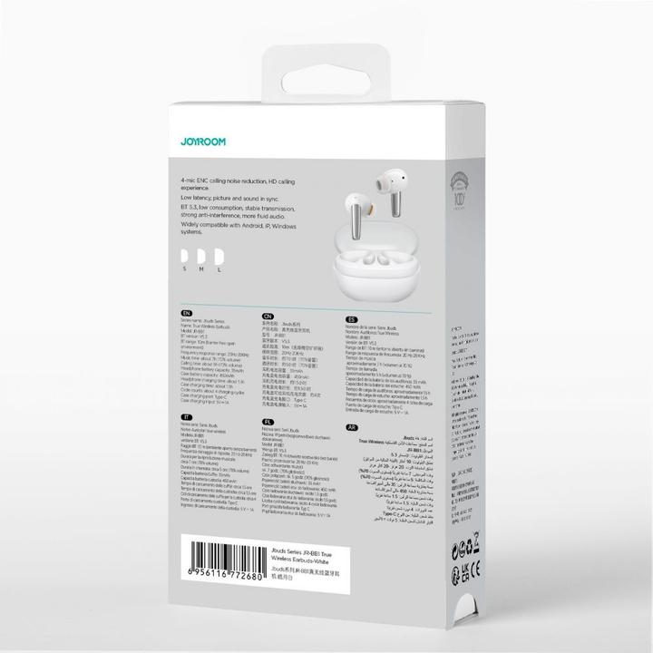 Actual product image Joyroom Jbuds Series JR-BB1 TWS wireless in-ear headphones - white (ANC, 7 h, Wireless)