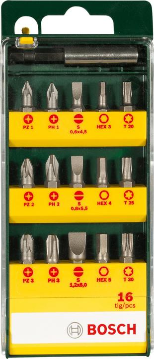 Produktbild Bosch Zubehör 16-teiliges Schrauberbit-Set mit magnetischen Universalhalter (Innensechskant, Innensechsrund TX)