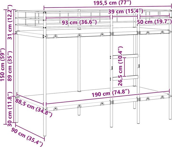 Produktbild vidaXL Etagenbett (90 x 190 cm)