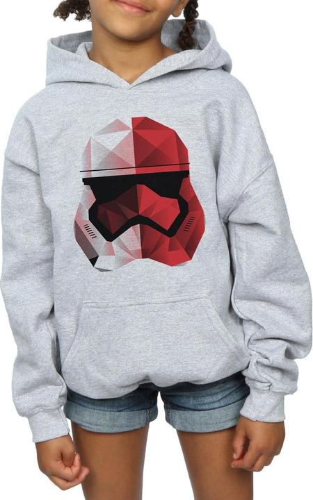 Actual product image Star Wars Girls The Last Jedi Stormtrooper Red Cubist Helmet Hoodie (128)