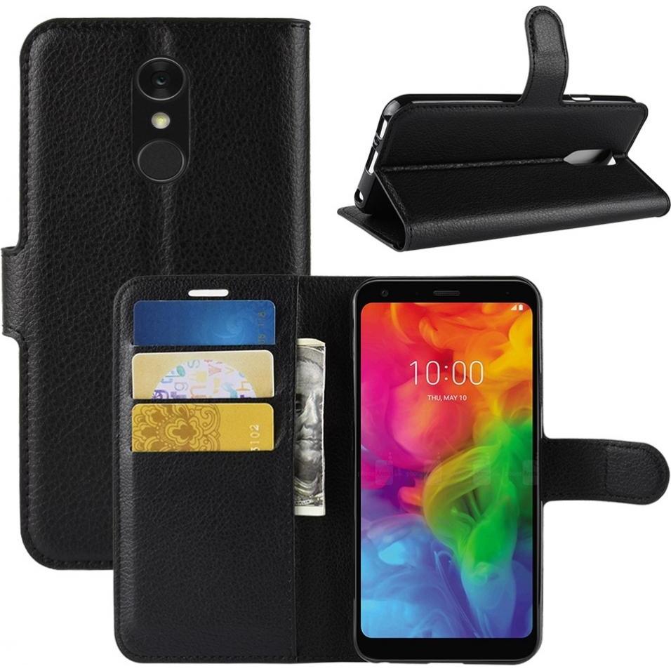 Screenguard LG Q7+ Leather Guard Lederhülle (LG Q7+), Smartphone Hülle, Schwarz