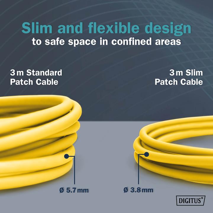Image du produit Digitus CAT 6A classe Ea, F/FTP, Twisted Pair Patchkabel, Cu, LSZH, AWG 32/7, longueur : 3 m, jaune (F/FTP, CAT6a, 3 m)