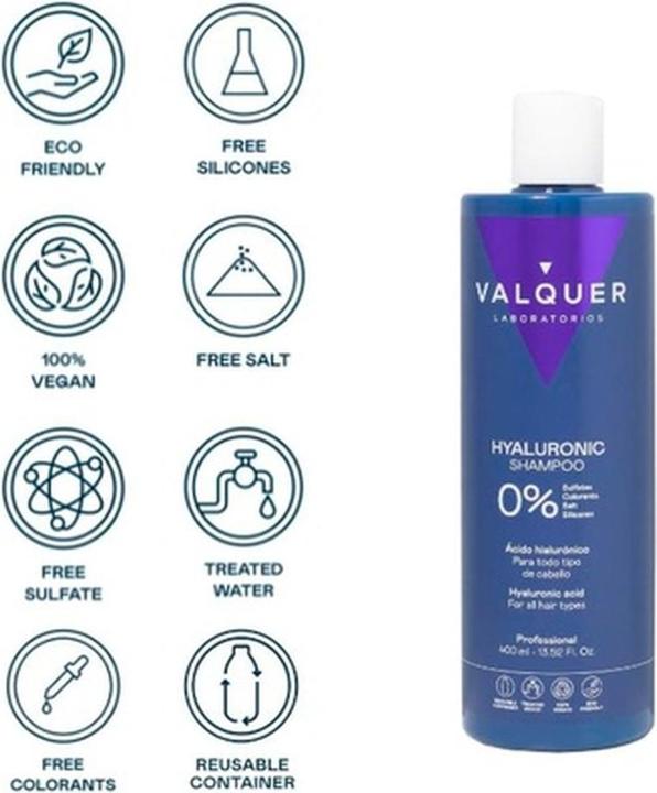 Immagine prodotto Valquer Shampoo all'acido ialuronico Extra Idratazione e Vitalità per tutti i tipi di capelli 1000ml (1000 ml, Shampoo liquido)