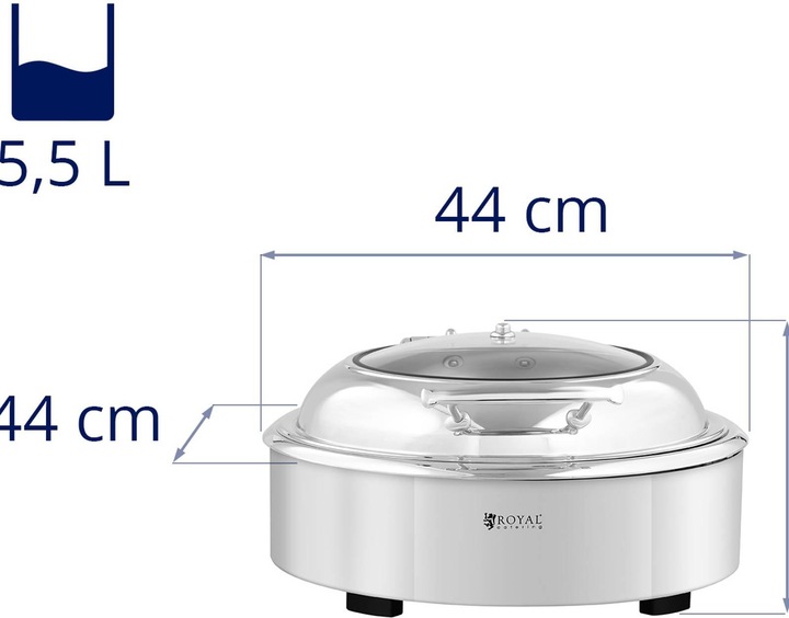 Produktbild Royal Catering Chafing Dish Warmhaltebehälter Rechaud rund mit Sichtfenster 5,5 L