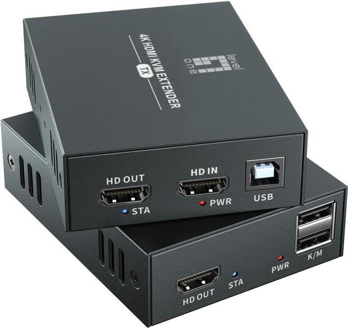 LevelOne HDMI over Cat.5/6 Extender kit 4K, 100m schwarz