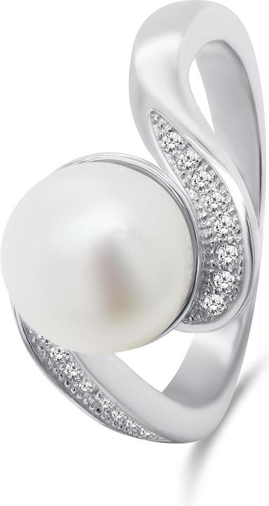 Brilio Zilver - Charmante zilveren ring met echte parel RI061W - Circuit: 52 mm (52, Zilver 925)