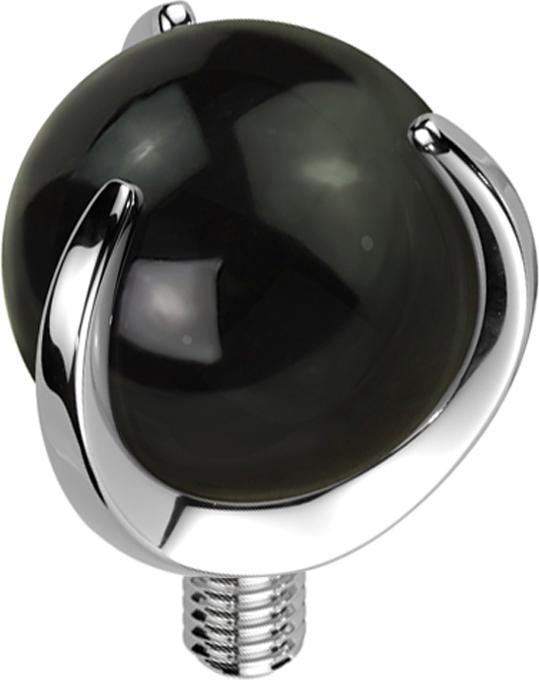 Produktbild Star Piercing Dermal Anchor silber Kugel Onyx Stein gefasst (Mineralisch, ohne Messing, Titan)