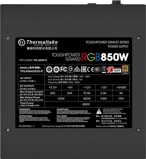 Actual product image Thermaltake Toughpower Grand RGB (850 W)