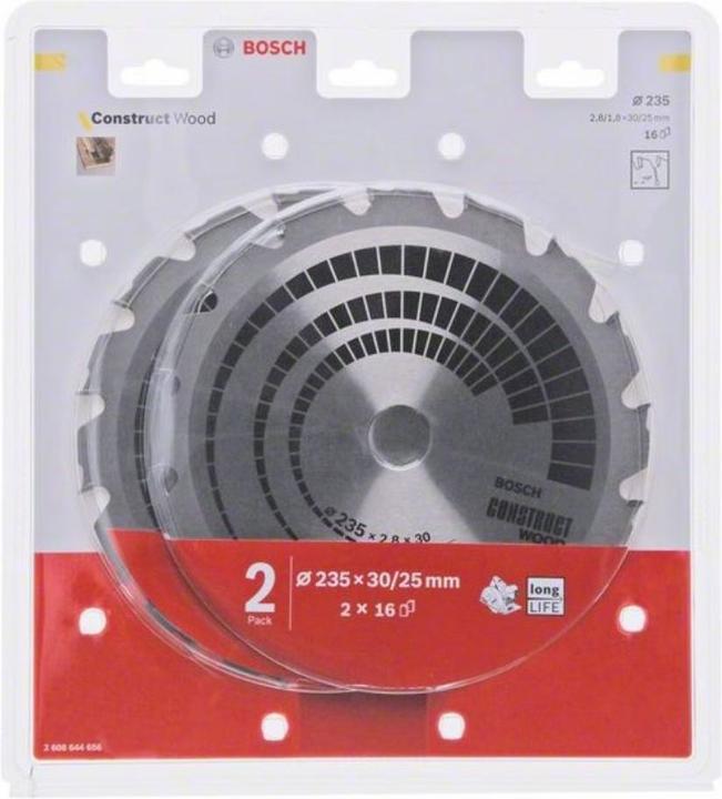 Produktbild Bosch Zubehör Vorteilspack Kreissägeblatt 2x Construct Wood 235x30x2.8/1.8x16T