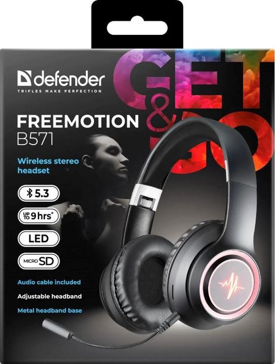 Produktbild Defender FREEMOTION B571 Wireless Bluetooth Hintergrundbeleuchtung + MP3-Player + Mikrofon Kopfhörer (Kabellos)