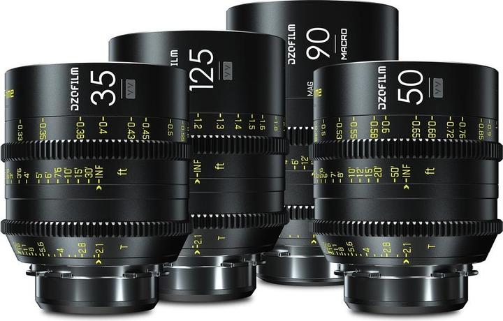 Image du produit Dzofilm Vespid Prime 4-Lens Kit (35/50/125 T2.1 + Macro 90 T2.8) impérial