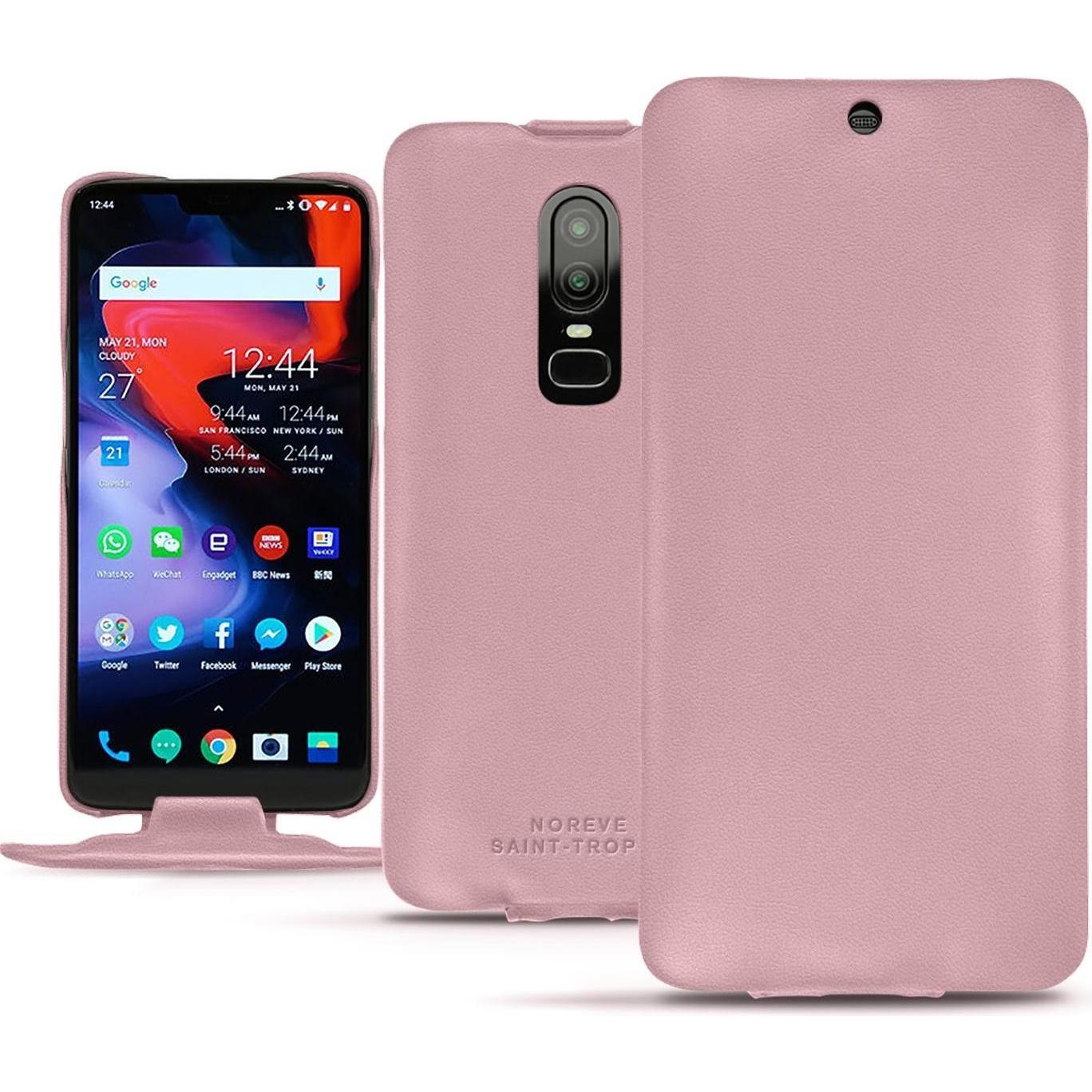 Noreve Lederschutzhülle vertikal (OnePlus 6), Smartphone Hülle, Rosa