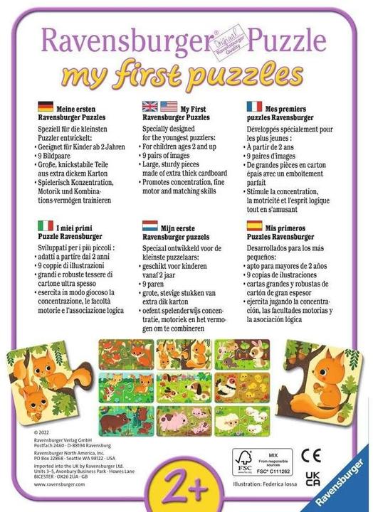 Actual product image Ravensburger Animals and their little ones puzzle (18 pieces)