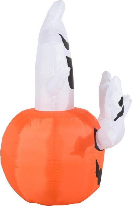 Produktbild Swisshandel24 Aufblasbarer Kürbis Geist Gespenst Halloween Deko Figur Luftfigur mit LED Beleuchtung, Polyester, 12