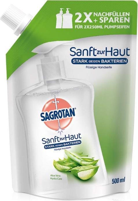 Sagrotan Handseife mit einem frischen Duft von Aloe Vera, 500 ml (Handseife Nachfüllpackung, 500 ml)