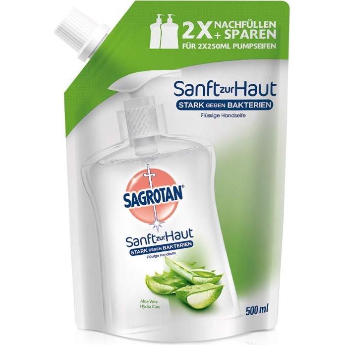 Sagrotan, Handseife, Handseife mit einem frischen Duft von Aloe Vera, 500 ml (Handseife Nachfüllpackung, 500 ml)