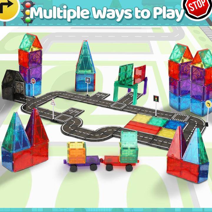 Actual product image Playmags Magnetic tile road set
