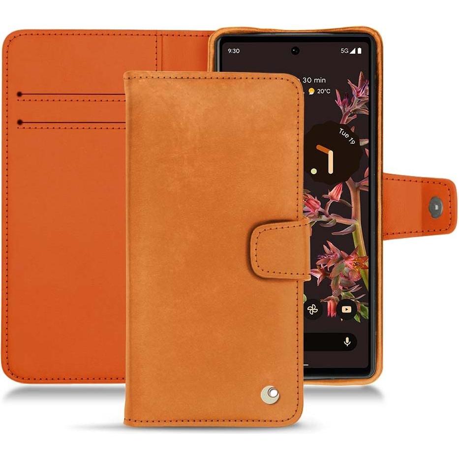 Noreve Lederschutzhülle Wallet (Google Pixel 6), Smartphone Hülle, Orange