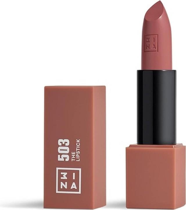 Immagine prodotto 3INA Makeup The Lipstick 503 Rossetto nudo con vitamina E e burro di karité Colore labbra a lunga durata (Tappetino rosa nudo)