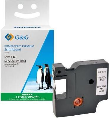 Image du produit Ruban 10286 Compatible remplace DYMO 45013, S0720530 Couleur du ruban : blanc (1.20 cm, Blanc, Noir)