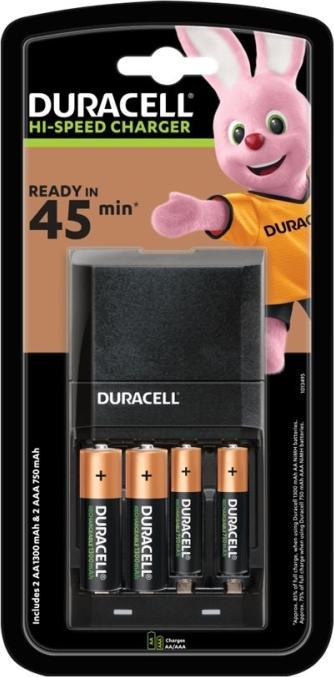 Produktbild Duracell Ladegerät für CEF27 + Batterien, 4-tlg (4 Stk., AAA, AA, 1300 mAh, Akku)