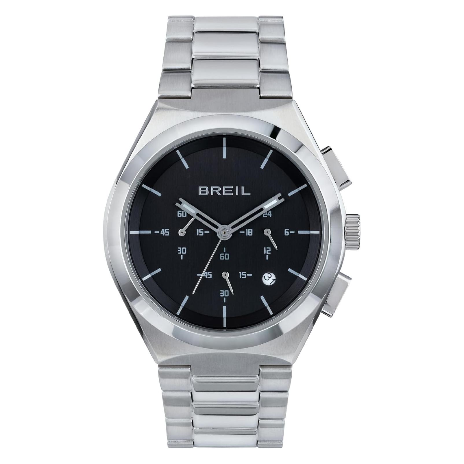 Breil, Armbanduhr, Elegante Chronographen-Herrenuhr Mit Schwarzem Zifferblatt Und Edelstahlarmband, Silber, (Chronograph, 43 mm)