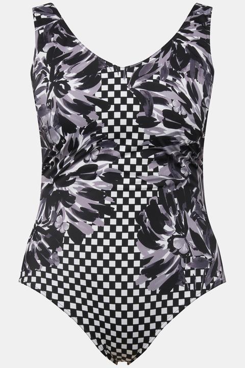 Actual product image Ulla Popken Patch Print Cupless Swimsuit (46)