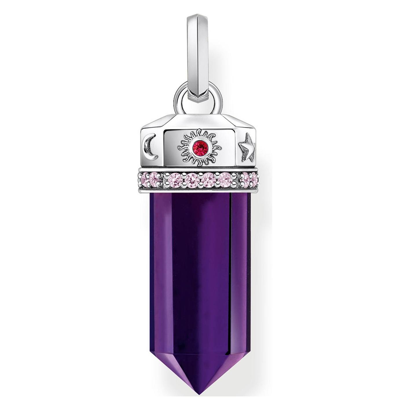 Thomas Sabo, Kettenanhänger, Kettenanhänger Mit Facettierten Imitierten Amethyst Silber Geschwärzt, (925er Silber)