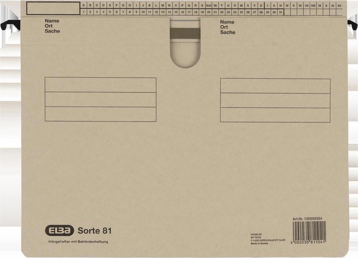 Produktbild Elba Hängehefter Sorte 81, überstehende Reiterfalz, grau Manilakarton 250 g-qm, Metallhängeschiene, kaufm (A4, 1 x)