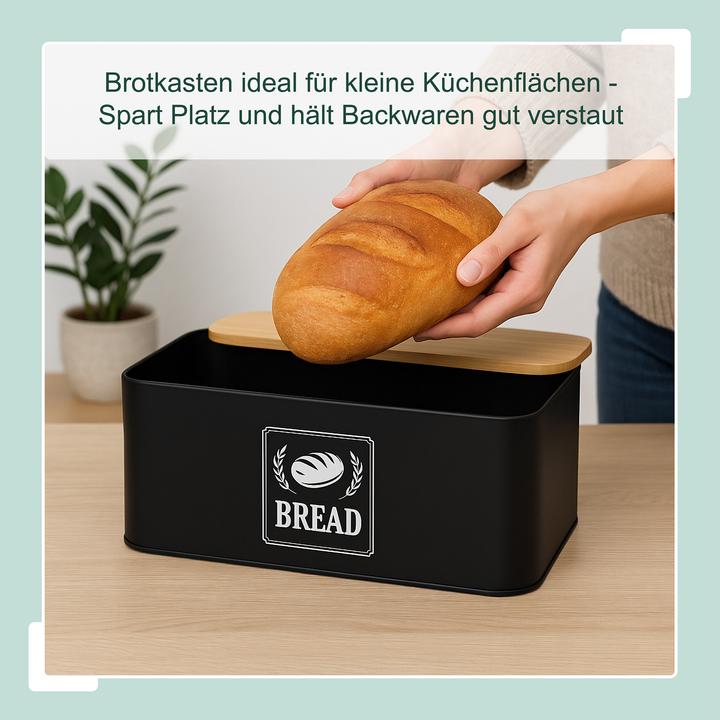Actual product image Relaxdays Brotkasten mit Bambusdeckel Retro-Design