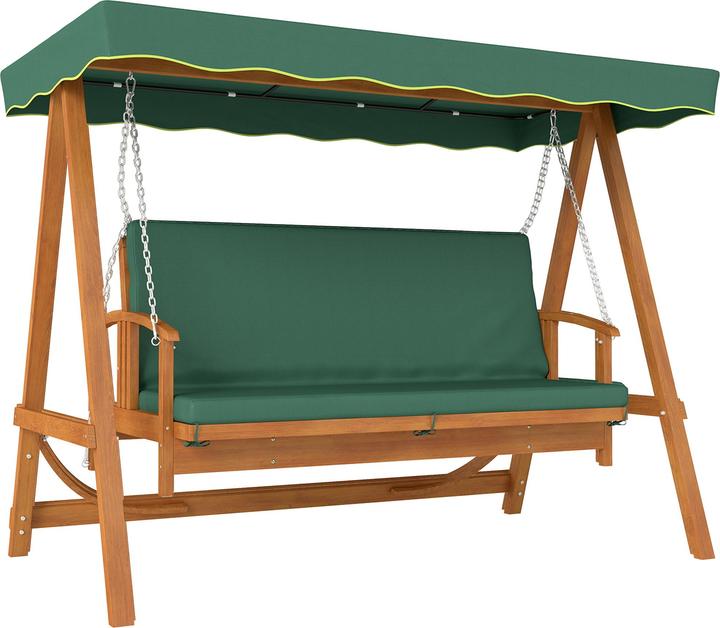 Outsunny Hollywoodschaukel Tannenholz, Polyester Dunkelgrün