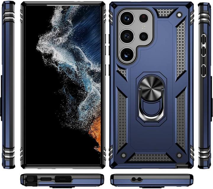 Actual product image Cover-Discount Armor Case with kickstand blue (Samsung Galaxy S24 Ultra)