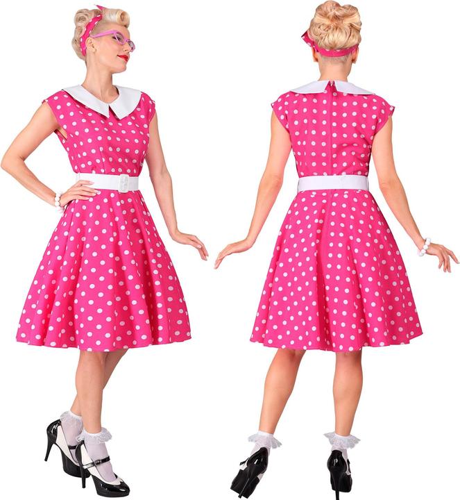 Produktbild Widmann 50er JAHRE ROCK'N'ROLL MODE HOT PINK (Kleid mit Petticoat, Gürtel, Haarband), S (S)