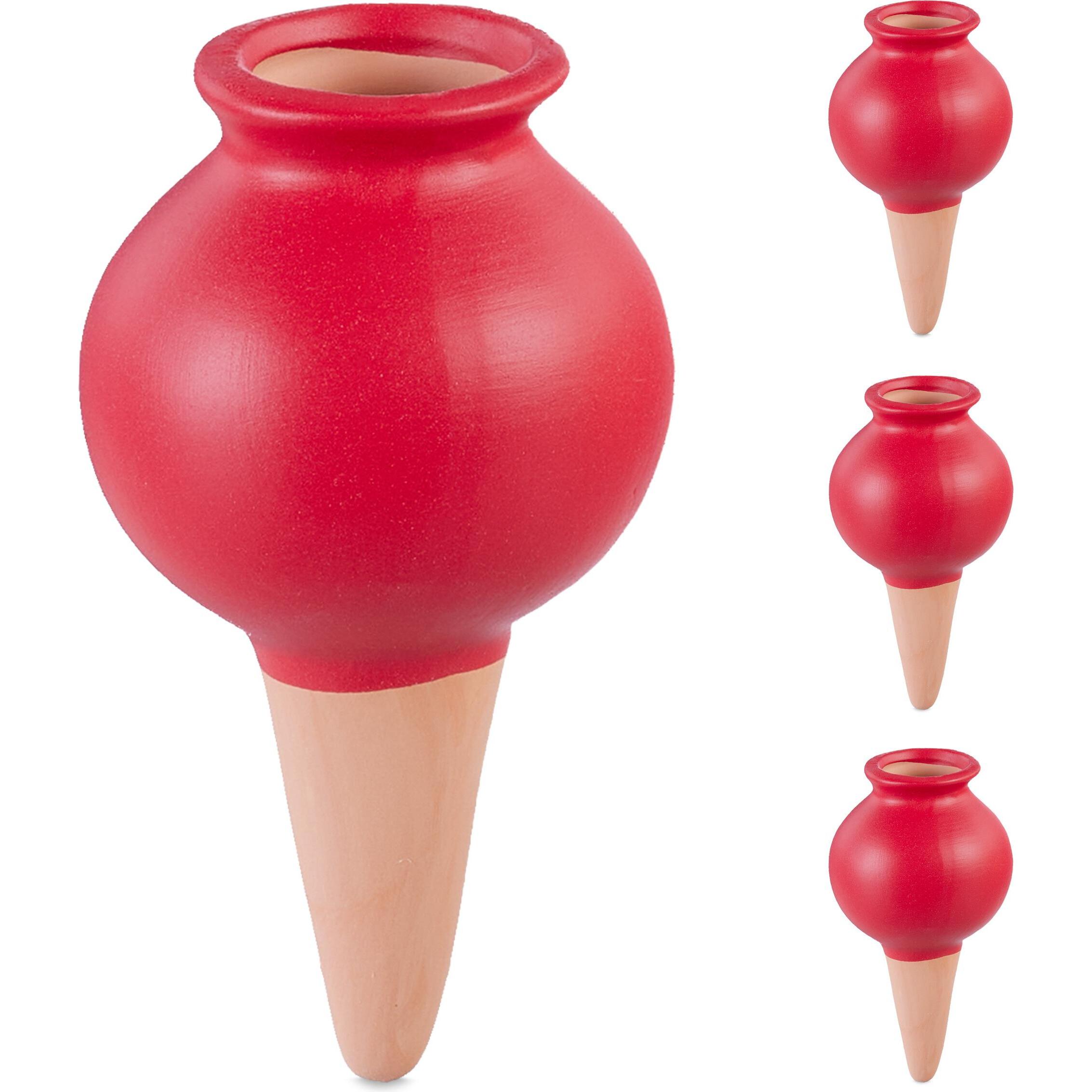 Relaxdays, Bewässerungskugeln + Tonkegel, 4x Tonspitzen (Tonkegel Bewässerung)