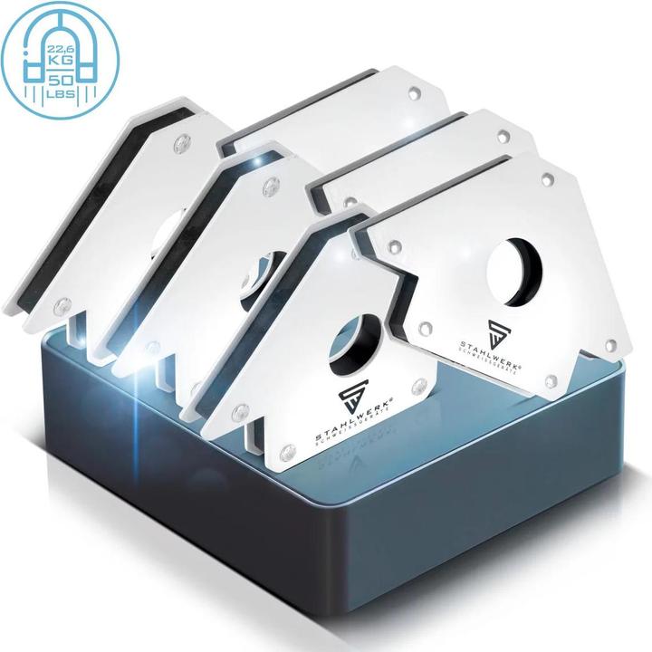 Produktbild Stahlwerk 6 x Magnet-Schweisswinkel 45° x 90° x 135°, 22,6 kg / 50 lbs 6er Set