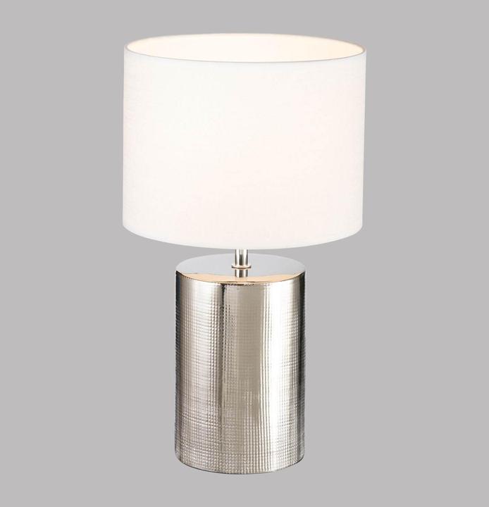 Actual product image Fischer & Honsel Honsel Prata table lamp E27 switchable fabric shade white linen silver 50663