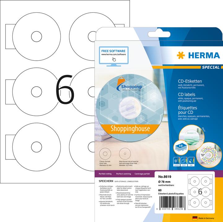 Actual product image HERMA Mini CD labels A4