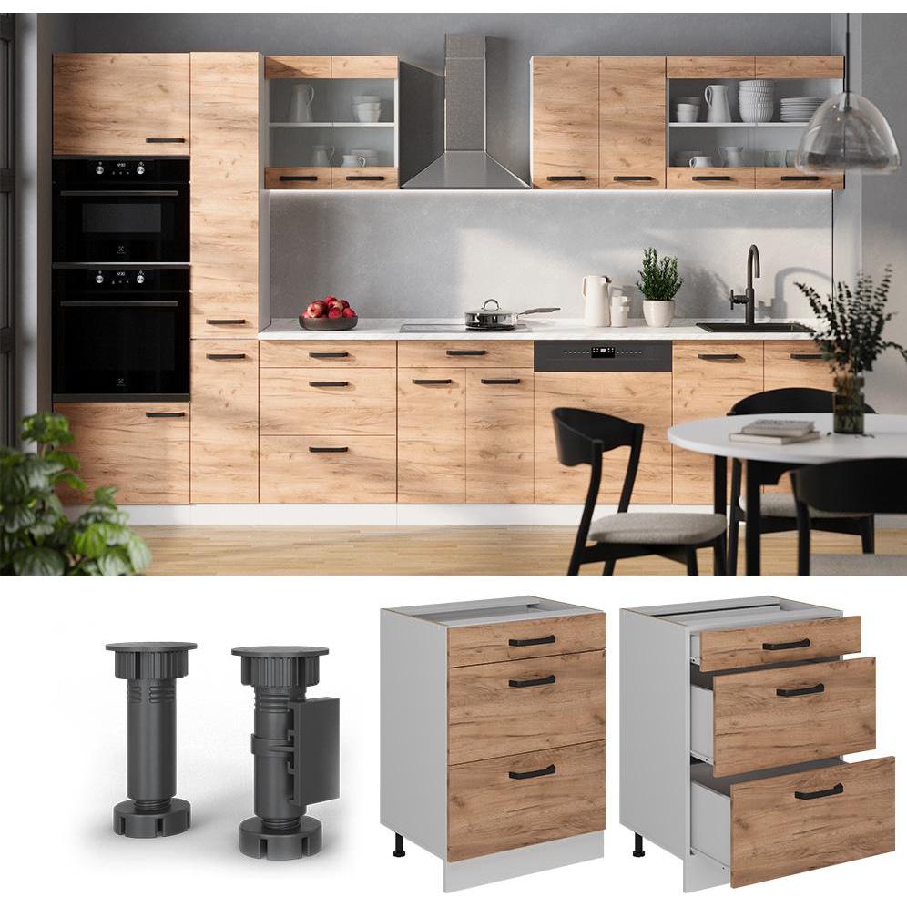 Thumbnail - Vicco, Regal, Küchenunterschrank R-Line, Goldkraft Eiche/Weiss, 60 cm ohne Arbeitsplatte