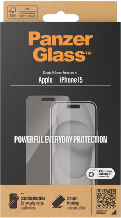 Produktbild PanzerGlass Screen Protector Classic Fit (1 Stück, Apple iPhone 15)